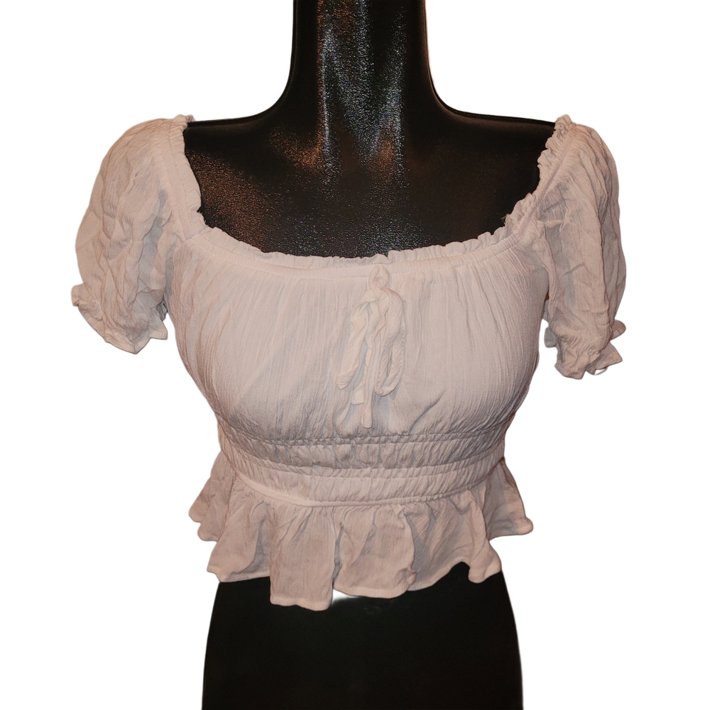 White Ruffled Women's Top
